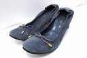 【中古】Sergio Rossi セルジオロッシ スエード リボン バレエパンプス ・37.5 グレー kz4822216984