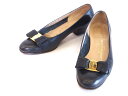 【中古】Salvatore Ferragamo サルヴァトーレフェラガモ SEMPIONE リボン ヴァラ レザーパンプス ・6 kz4822217024(4)