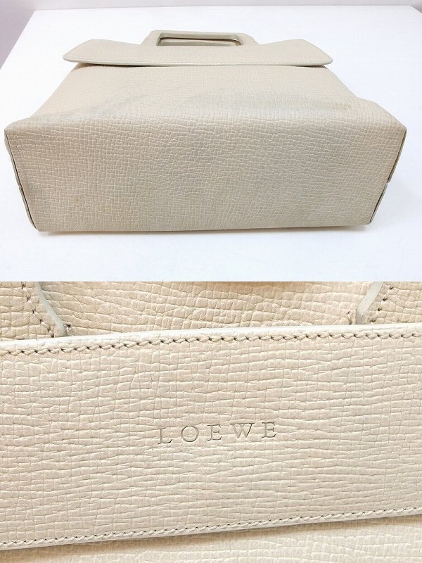 【中古】LOEWE ロエベ Bolso　ヴィンテージ　レザー ハンドバッグ アイボリー ok4818216088