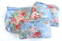 【中古】Cath Kidston キャス キッドソン エコバッグ ボストンセット 収納ポーチ付き 花柄 ライトブルー|ピンク kz4620207665