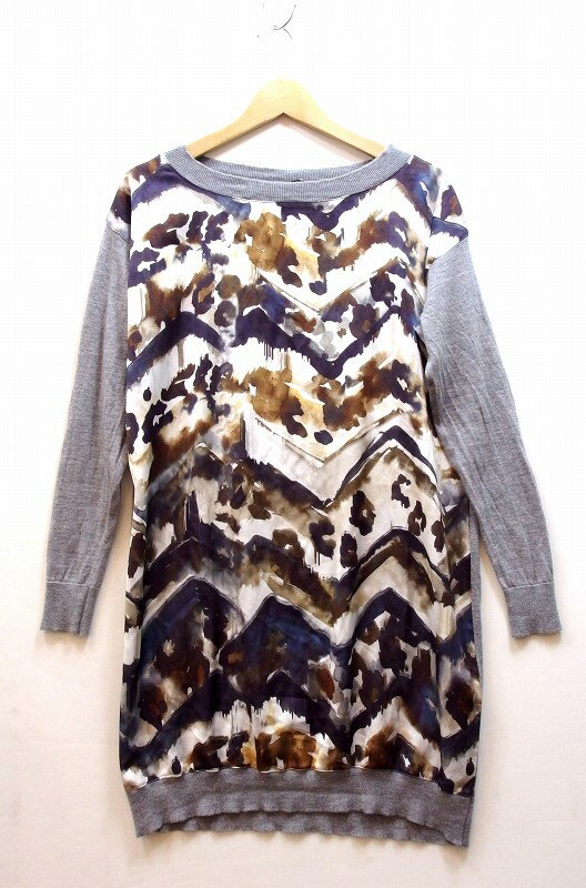 Rakuten - 【中古】 【TABARONI cashmere タバロニカシミヤ】 異素材切替 ロングニット セーター イタリア製 ・42 kz4824219090