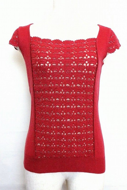 【中古】Per Spook　ビーズ　レース編み　ニット 38 ローズ系 ok4002163476(4)