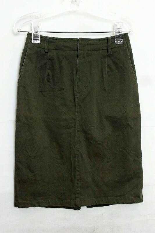【中古】VIS ビス ストレッチ コットン 膝丈タイトスカート M カーキグリーン ok4004164612