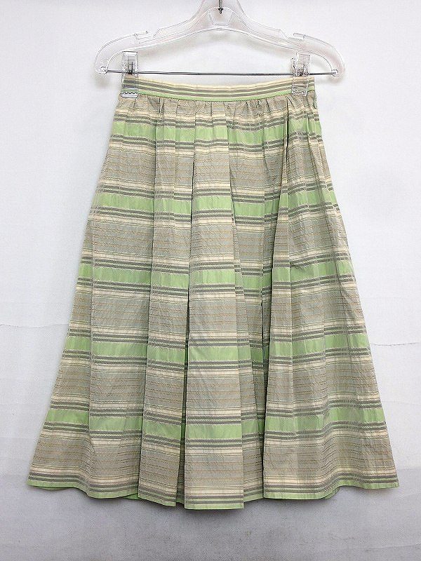 Rakuten - 【中古】ANNE KLEIN アンクライン ボーダー　フレアスカート 9 イエローグリーン系/ベージュ系 ok4006164941