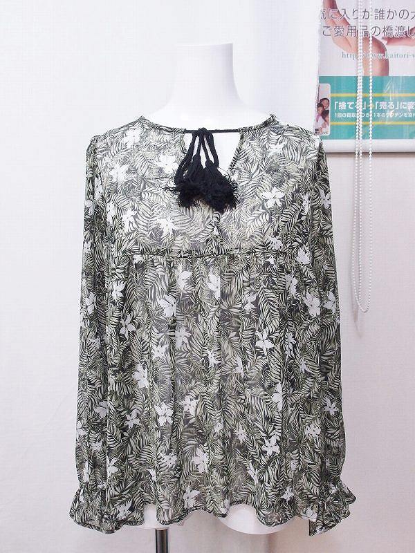 乐天商城 - 【中古】AZUL by moussy マウジー 長袖　ボタニカル柄　カットソー S グリーン系 nm4204175673