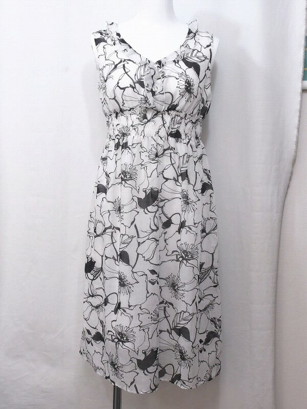 【中古】Reiri dea　ノースリーブワンピース　キャミソール付き 38 ホワイト/ブラック nm4016169964