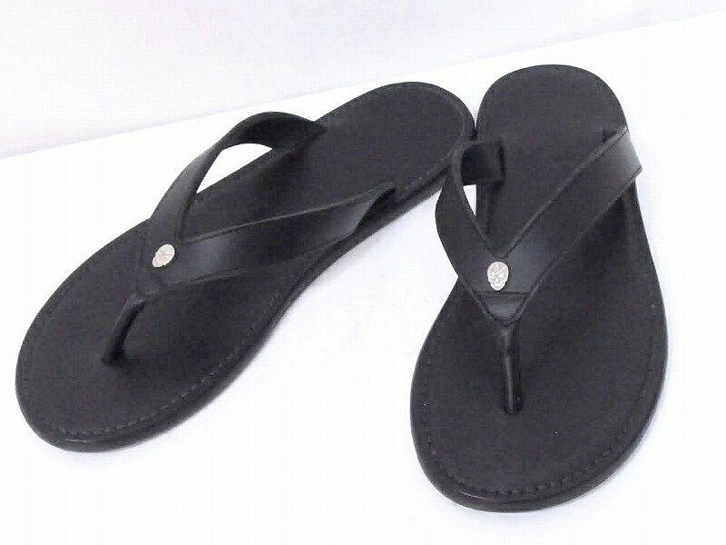 【中古】Enhance Element エンハンスエレメント レザー トングサンダル　ビーチサンダル スカル 黒 nm4020172488