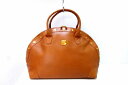 【中古】MCM エムシーエム ヴィンテージ ハンドバッグ ボストンバッグ メタルロゴ ブラウン kz4824218909