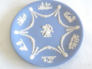 【中古】WEDGWOOD ウェッジウッド エンジェル ジャスパー プレート 22.5cm 箱あり ブルー|ホワイト kz5008221889