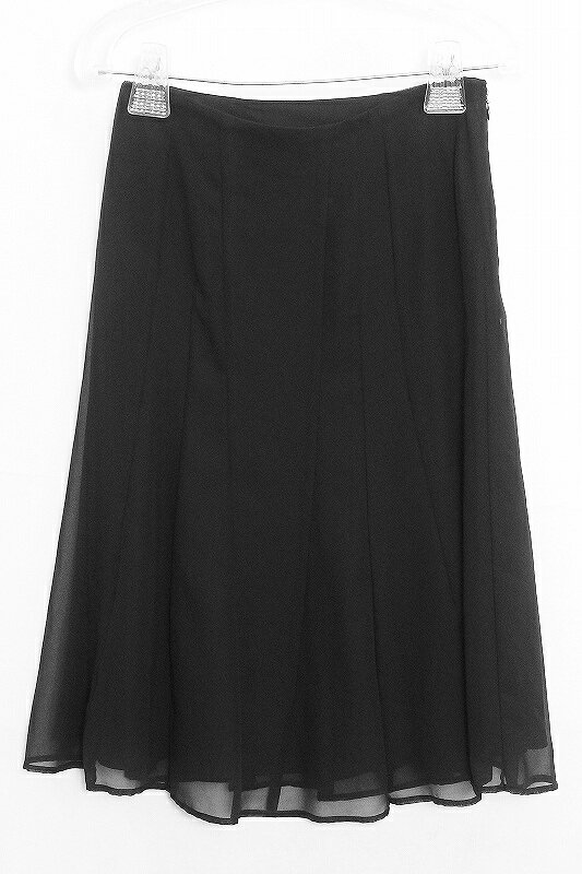樂天商城 - 【中古】MADAM JOCONDE マダムジョコンダ 膝丈　フレアスカート　シフォン 38 黒 ok4210179855
