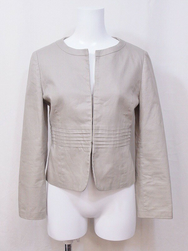 Rakuten - 【中古】Green Label Relaxing グリーンレーベル 長袖ジャケット　ノーカラー　コットン混 36 ベージュ系 nm4218183896