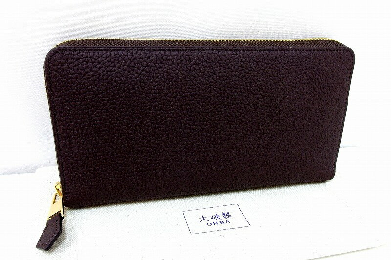 OHBA 大峽製鞄 『ポケットブック』 ラウンドジップ束入れ 長財布 牛革レザー 1045-3-GMS チョコ kz5016225614