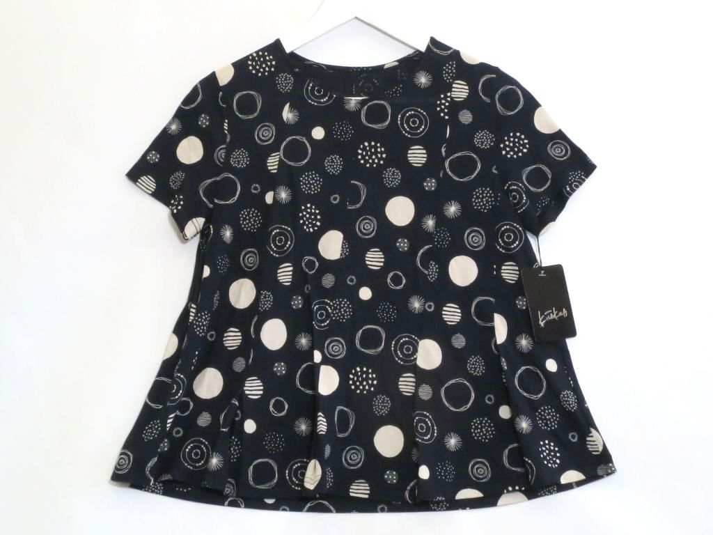 MINHA KILA KILA（ミーニャキラキラ） コットン100％　総柄　半袖カットソー　薄手 ・M ネイビー kz5018226109