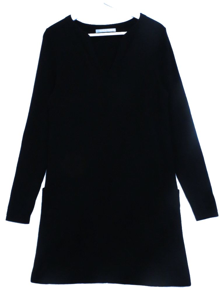 【美品】セオリーリュクス ストレッチシャツワンピース 長袖 マキシ丈 黒 美品】セオリーリュクス ストレッチシャツワンピース 長袖 マキシ丈 黒