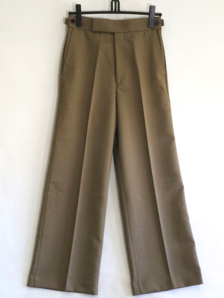 Rakuten - 【中古】【クリーニング済み】 Adam et Rope' アダム エ ロペ ワイドスラックス　細チェック　ポリエステル ・36 GAS22050-B カーキブラウン kz5022227953