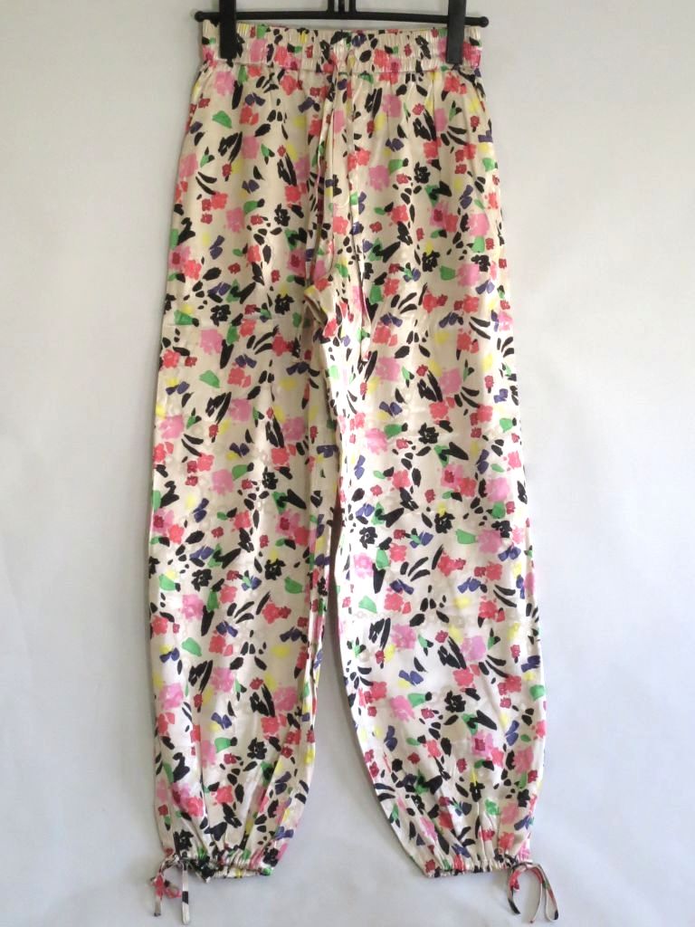 乐天商城 - 【中古】Rose Dandy Flower ニッパパンツ　レーヨン　花×時計チェーン柄　イージーパンツ 光沢 ・34 23158 ベージュ系 ok5022227997