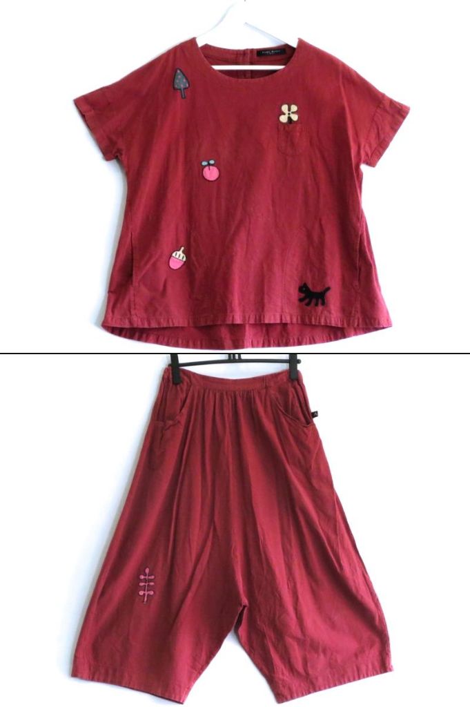 樂天商城 - 【中古】WACOAL ワコール ×ATSUKO MATANO ルームウェア トップス/パンツ　上下セット ・L HTS-271 ワインレッド kz4220184652