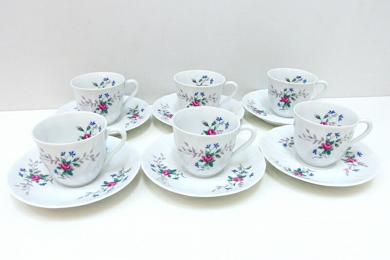 【中古】Limoges リモージュ ミレイユ デミタス カップ＆ソーサー 6客セット 花柄 MIREILEE kz5204230661