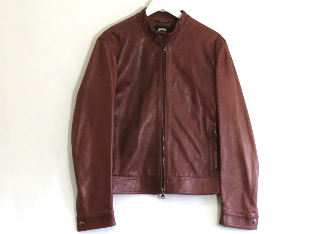 Rakuten - 【中古】EMMETI エンメティ 千葉義雅氏別注　H CLASSICA パンチング　ラムレザー ジャケット メンズ ・48 082282 茶 kz5206231215