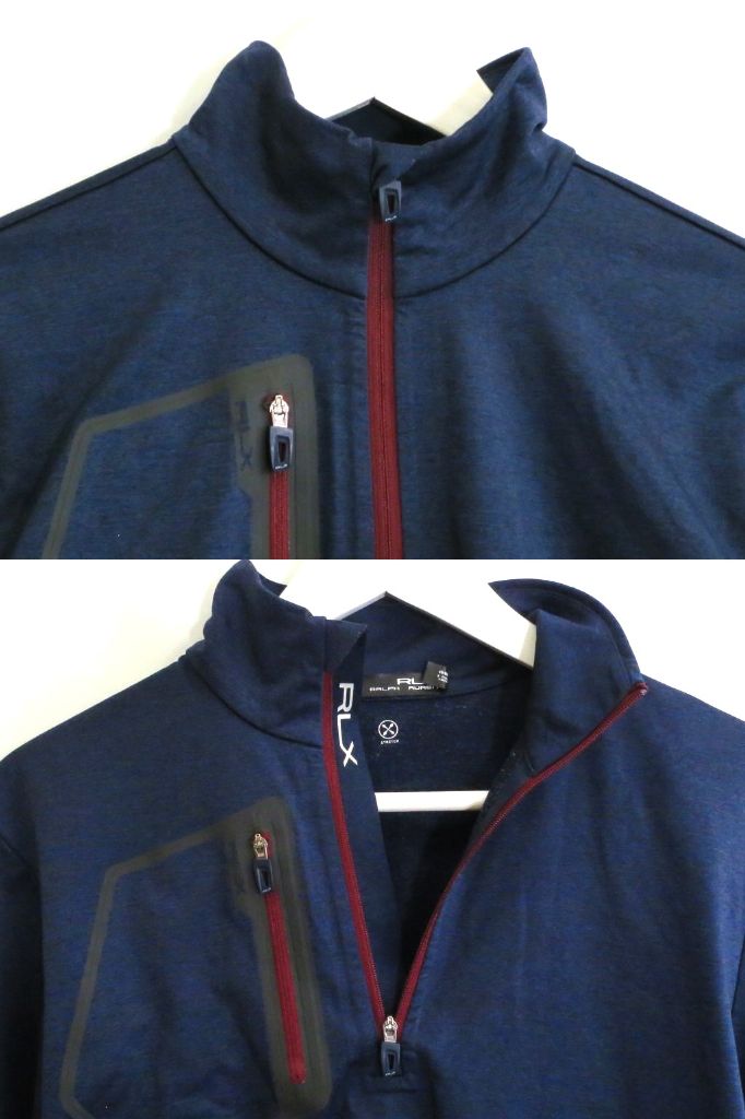 【中古】RALPH LAUREN ラルフローレン RLX ハーフジップ　ストレッチ　長袖シャツ 胸ZIPポケット　ゴルフ メンズ ・XS ネイビー sy5204230629