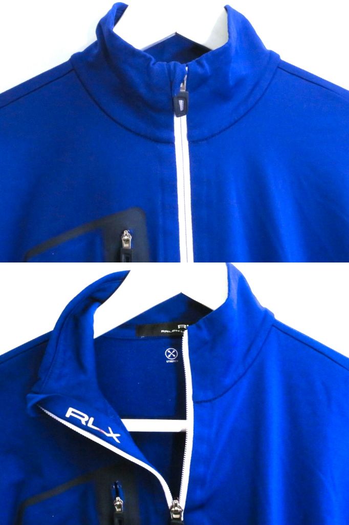 【中古】RALPH LAUREN ラルフローレン RLX ハーフジップ　ストレッチ　長袖シャツ 胸ZIPポケット　ゴルフ メンズ ・XS ブルー sy5204230630