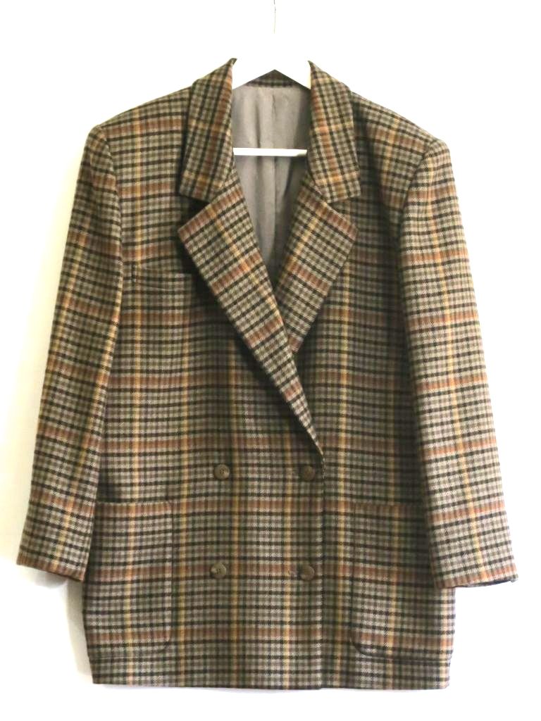 Rakuten - 【中古】CHRISTIAN AUJARD クリスチャンオジャール ウール　千鳥格子　ダブルブレスト　テーラードジャケット メンズ PRDJA-30530 ブラウン系 ok5206231069
