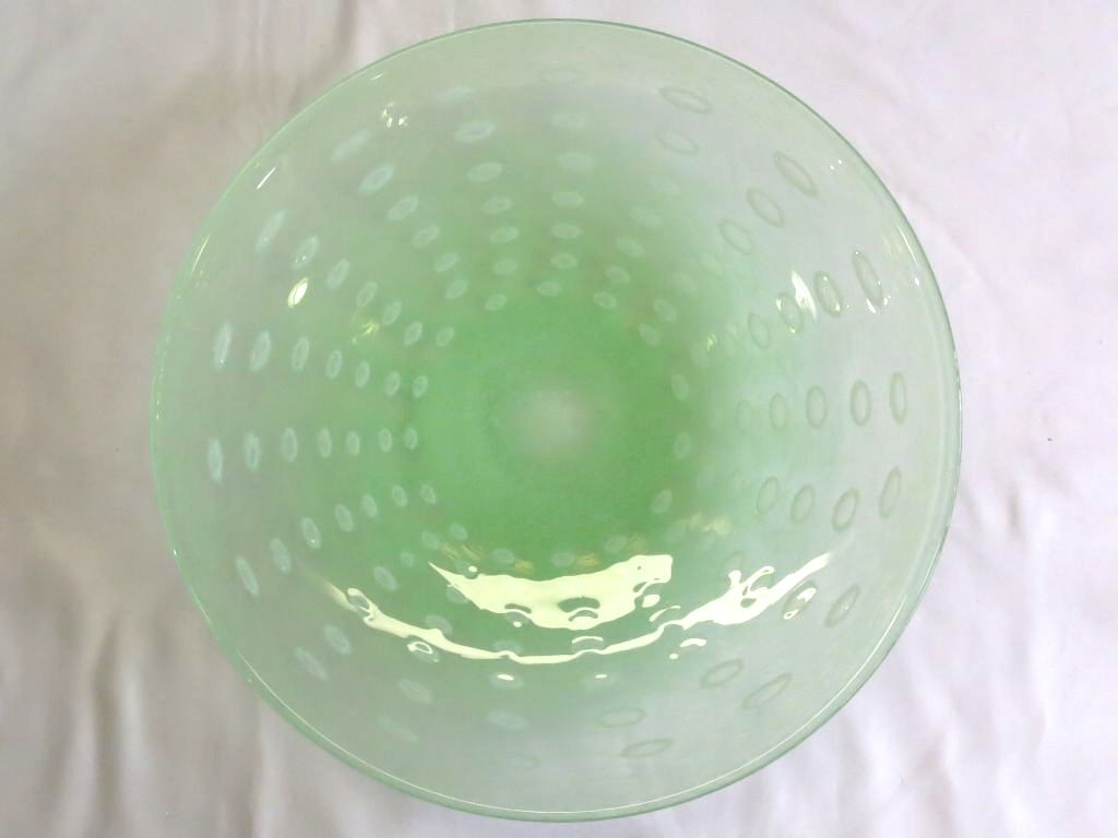 【中古】＜ヴィンテージ＞ムラーノ ガラス大皿 2枚　バブル模様 グリーン|透明 kz5...