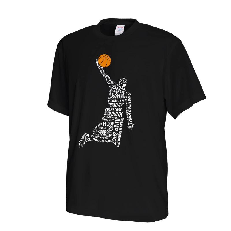 [アートワークスコウベ] ダンクシルエット レタリングデザイン バスケットボール 半袖 ドライTシャツ 練習着