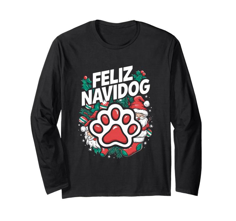 乐天商城 - ファニー・ドッグ・トレーナー・クリスマス・パンク-フェリズ・ナビドッグ 長袖Tシャツ