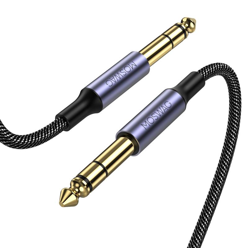 MOSWAG 1/4インチTRSケーブル6.6 Ft/2 M、1/4インチTRS-Instrumentケーブルバランスステレオ高忠実音響補助オーディオケーブル、24 KメッキTRS-to-TRS線はエレキギター、低音、アンプと互換性がある … vision-stores-10086009 ビジョンストア サンプル画像3