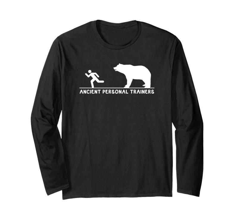 Ancient Personal Trainers - 面白いクマを追いかける人 長袖Tシャツ