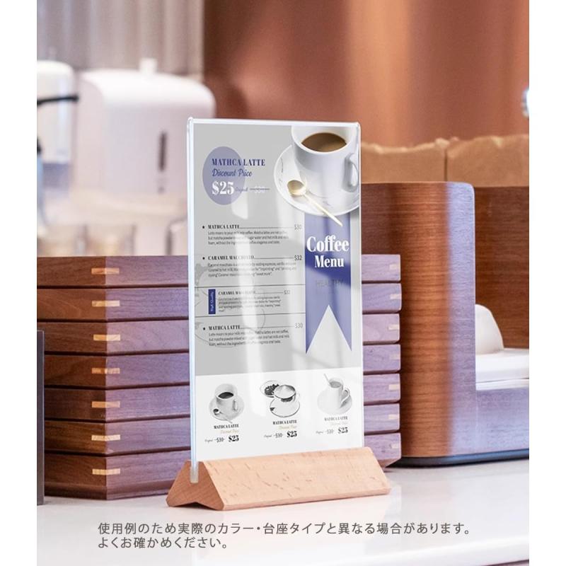 アクリル製 メニュースタンド POP立て A6サイズ用 縦型 台座三角 | ウリサポ KMA メニュー立て プライスカード カード立て カード差し アクリル 商品名 POP 値札 プライスカード カード立て メ