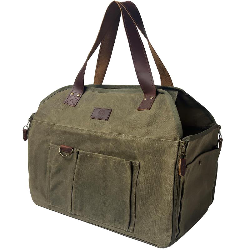 Rakuten - ZUKK 薪バッグ 焚き火 ギア キャンプ 本革 極厚帆布 容量50L 高耐久 パラフィン 自立式 撥水 収納 大容量 アウトドア ソフトコンテナ ログキャリー 薪スタンド 薪入れ