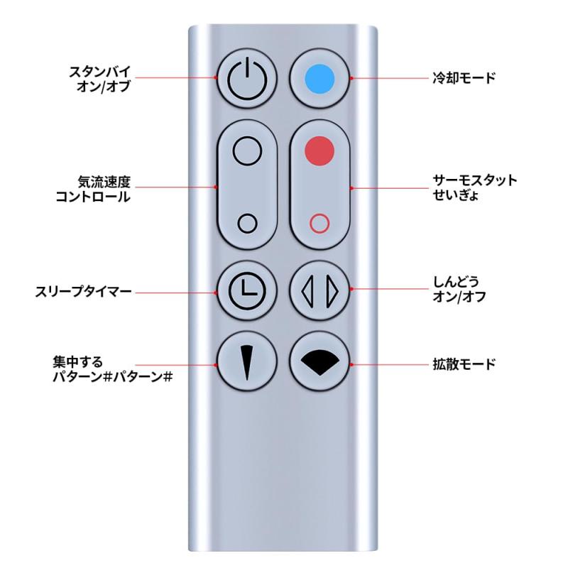 AVTVA 扇風機リモコン HP00 HP01 for ダイソン 空気清浄機ファン用 暖房・冷房ファン 加湿器 Pure Cool 設定不要 触れ心地よし 鋭敏な反応 シルバー 967197-13対応 2