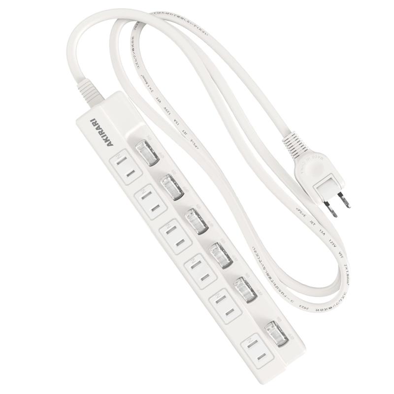KIMOC 電源タップ 6口 1m 雷ガード ホワイト 個別スイッチ スイッチ電源タップ テーブルタップ 延長タップ おしゃれ 延長ケーブル 1m 家庭用AC電源6個口 ほこりシャッター付 配線しやすい すき