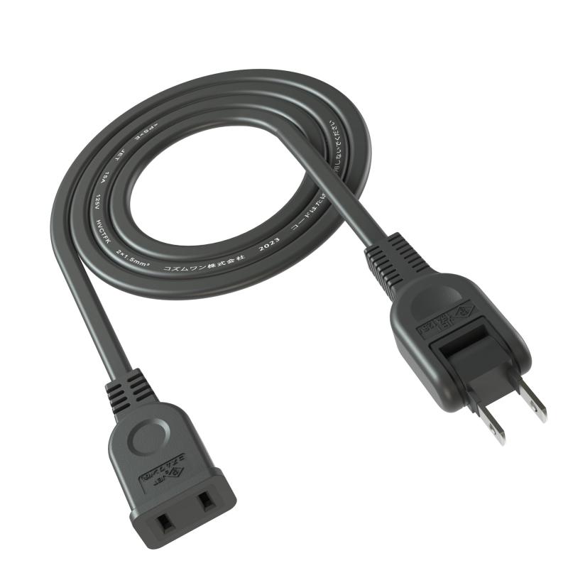 KOZUMUWAN 電源タップ ACアダプタ用電源延長コード 1個口 ホワイト ブラック トラッキング 火災予防絶縁キャップ付き スイングプラグ 延長コード 事務用 屋内用 フリープラグ 180度回転プラグ 2