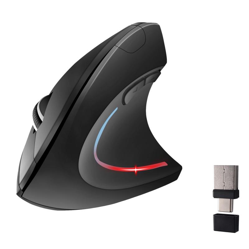 エルゴノミクスマウス Type-C＆USB接続 2.4G 2in1 縦型 3段階DPI調整可能 無線 静音 腱鞘炎 ワイヤレス 電池式 コードレス 高精度 ブルートゥース レシーバー 6ボタン mac/pc/Windows/IOSに対応