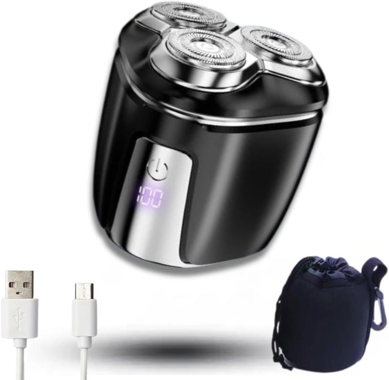 【小型の回転式3枚刃】 ストレートドクター 電動シェーバー 小型 ひげそり シェーバー 電気シェーバー 肌にやさしい コンパクト 防水 乾湿両用