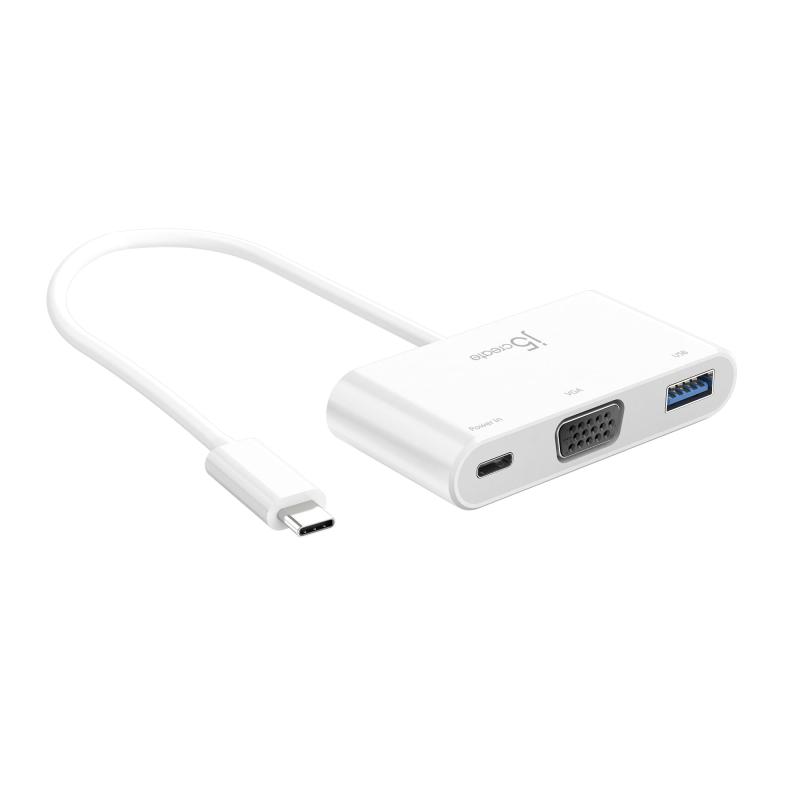 j5create USB-C to VGA &amp; USB 3.0 変換アダプター – Power Delivery対応｜USB 3.0 スーパースピードポート（5Gbps）｜1920×1200＠60Hz・1080p映像出力対応｜USB-Cデバイス対