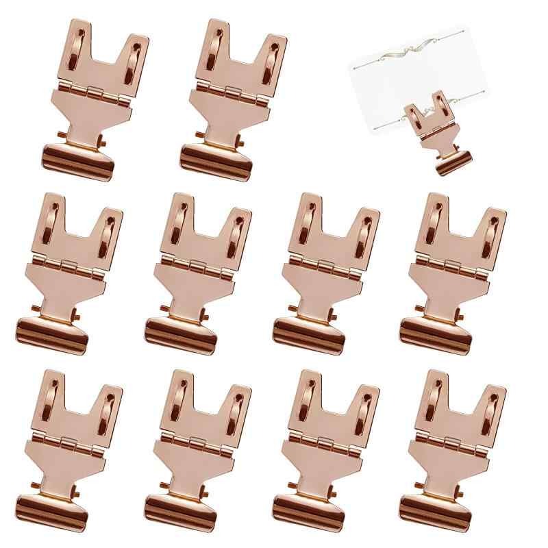 happykau カードクリップ 10個入りプライスカード立て ステンレス 値札 立て カード立て ポップスタンド 広告 スタンド 角度調整可能 滑り止め付 金属 値札 業務用 店舗用品