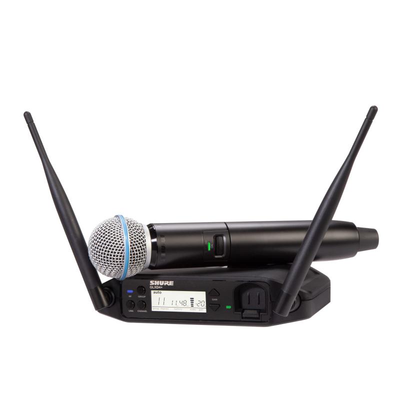 SHURE GLX-D24+ 24R+ SM58 BETA58A BETA87A ボーカル・ワイヤレスシステム ワイヤレスハンドヘルドマイク 受信機 ハンドヘルドマイク型送信機セット 2.4GHz 簡単・安定接続【】
