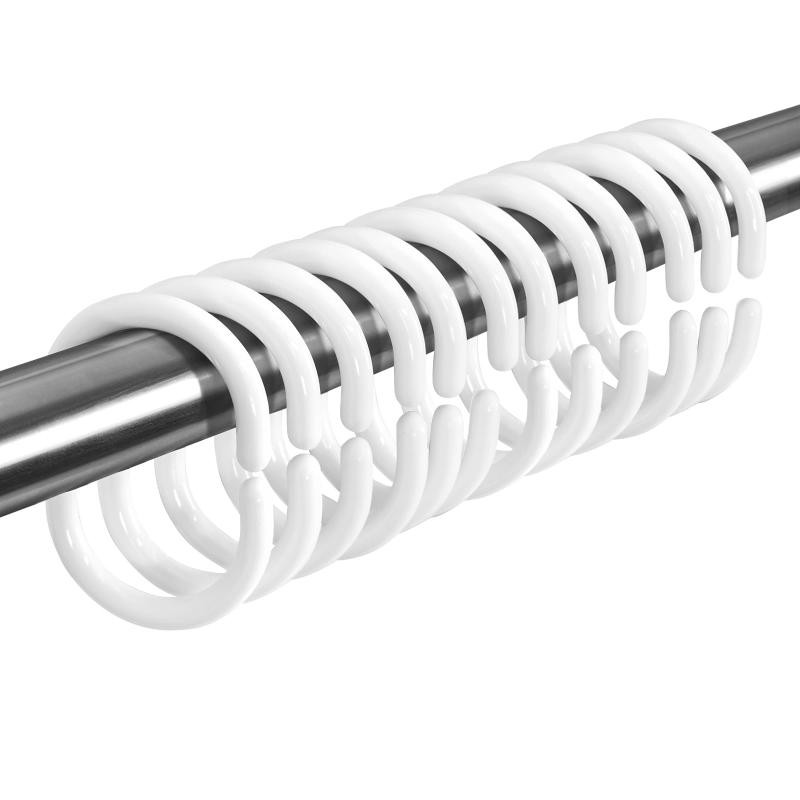 AooHome シャワーカーテン フック 厚い 小窓カーテン フック カーテンリング シャワーカーテンリング 白 ホワイト カーテンリング ユニットバス お風呂カーテン フック リング バス用品