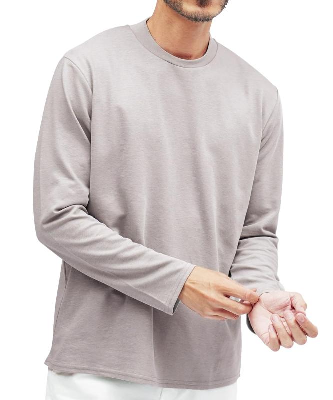 樂天商城 - [JIGGYS SHOP] ジギーズショップ ジャケットロンT｜メンズ 長袖Tシャツ 接触冷感 伸縮性 吸湿速乾 カットソー 無地 白Tシャツ クルーネック Vネック 春 夏 黒 白 グレー