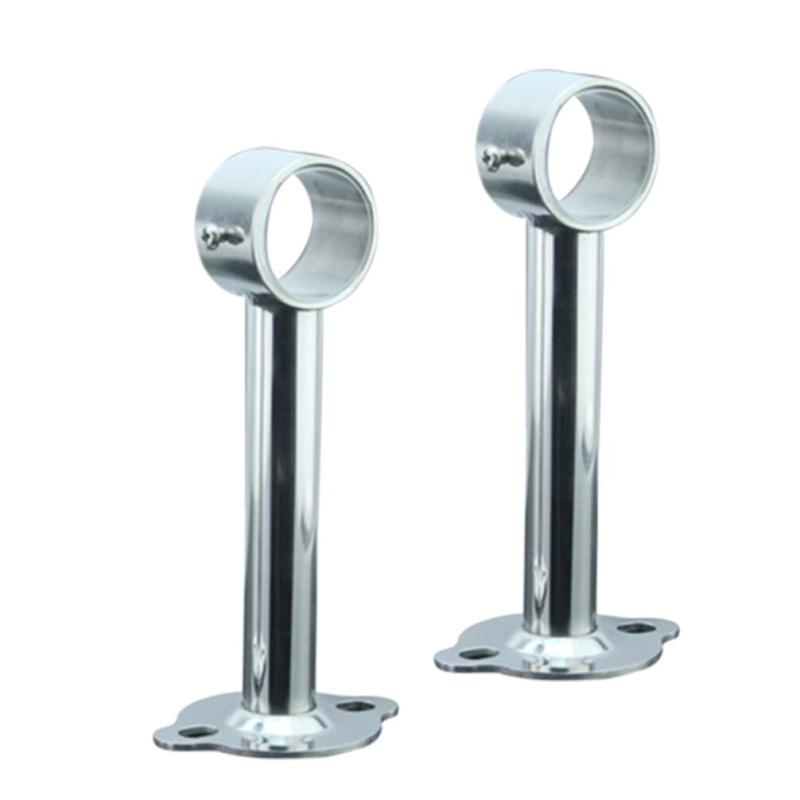 Amosfun 物干し竿受け 室内物干し ブラケット 壁付け 吊り下げ 直径調整可能 2本 32MM 150MM ステンレス 取り付け金具 シンプル 賃貸 シルバー