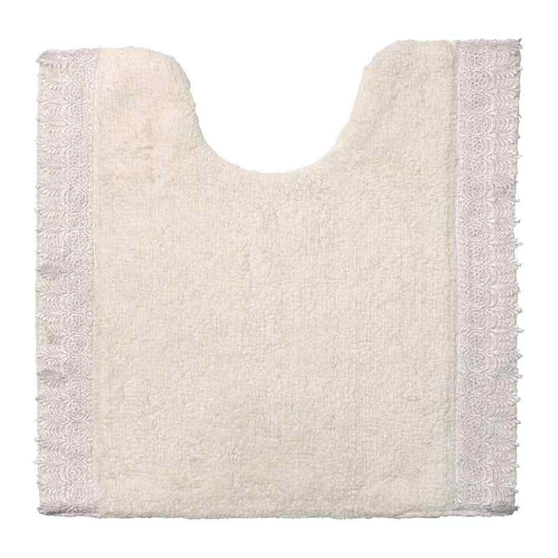 エレガントなレースの装飾 トイレマット 単品 インド綿