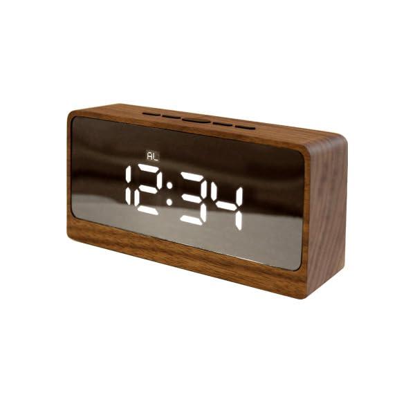 乐天商城 - 「Mirror Clock」鏡にデジタル時計が浮かび上がる幻想的な木製デジタルミラークロック