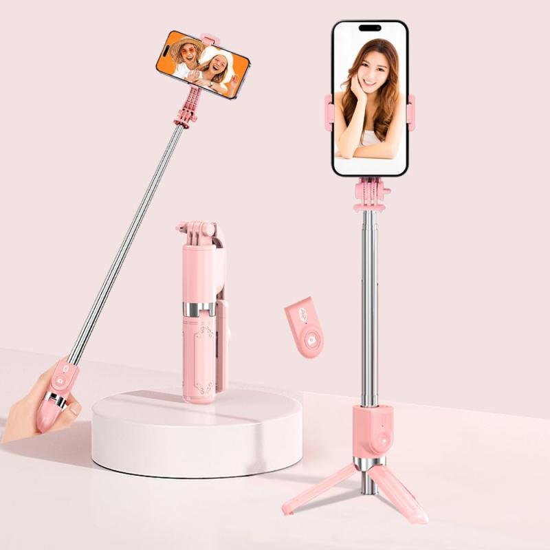 自撮り棒 スマホスタンド 三脚 長さ15cmのタイトな収納 重さわずか100グラム リモコン付き 68cm＆7段階伸縮 携帯スタンド 折りたたみ式 セルカ棒 iphone & android対応 スマホスタンド スマホ セ vision-stores-10140074 ビジョンストア パッケージ画像