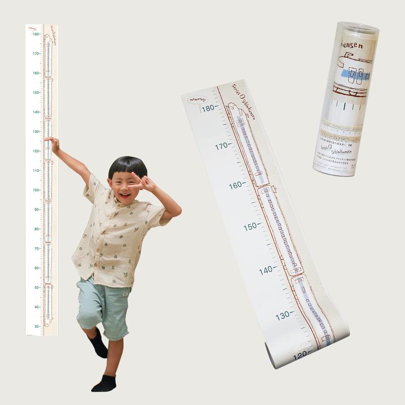 せくらべポスター 日本製 鉄道車両 しんかんせんの身長計 壁で身長 185cmまで 測定可能 入園 入学 プレゼントに プラスチック素材 破れにくく書込める 耐水 ウォールポスター 保管ケース付