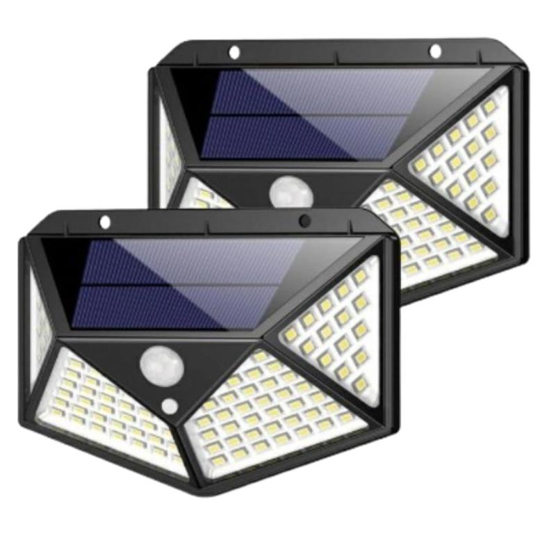Rakuten - ソーラー LED センサーライト 100LED 屋外用 防水 モーションセンサー 広角照明 庭 玄関 照明 (2個セット)