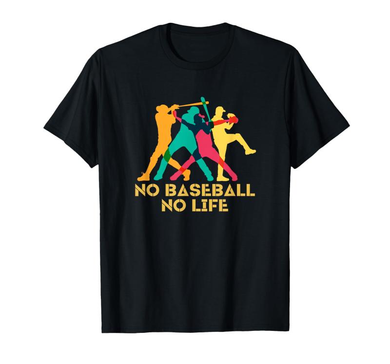 野球 面白いtシャツ おもしろ 文字入り 服 No Baseball No Life ベースボール 文字 ネタ メンズ Tシャツ